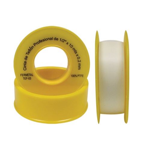 TEFLON PROFESIONAL 1/2" X 10 MTS UNIDAD REF. TEF-03 ( INF- EMPAQUE 10 UNIDADES) MARCA FERMETAL