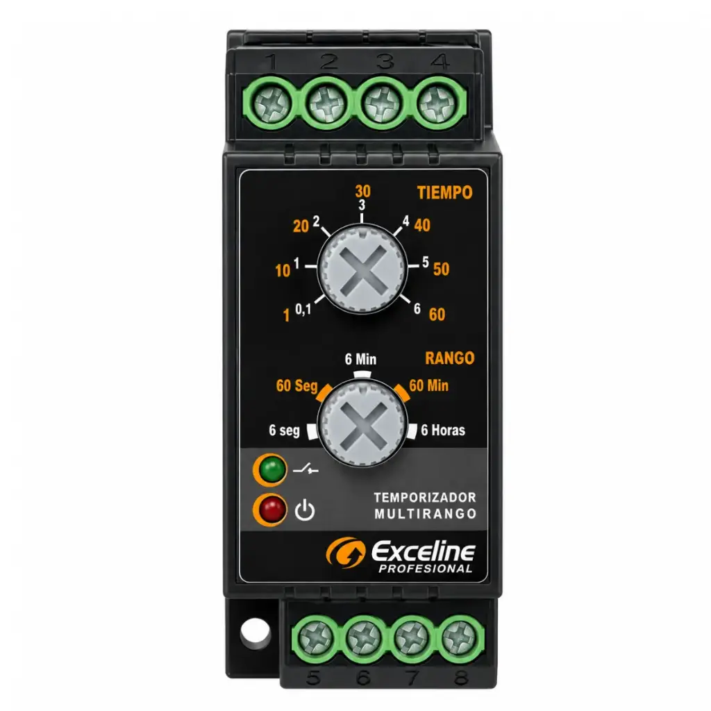 TEMPORIZADOR MULTIRANGO MULTIV. 120 - 220 VAC AJUSTABLE HASTA 3 HORAS REF.GTC-MR3 MARCA EXCELINE