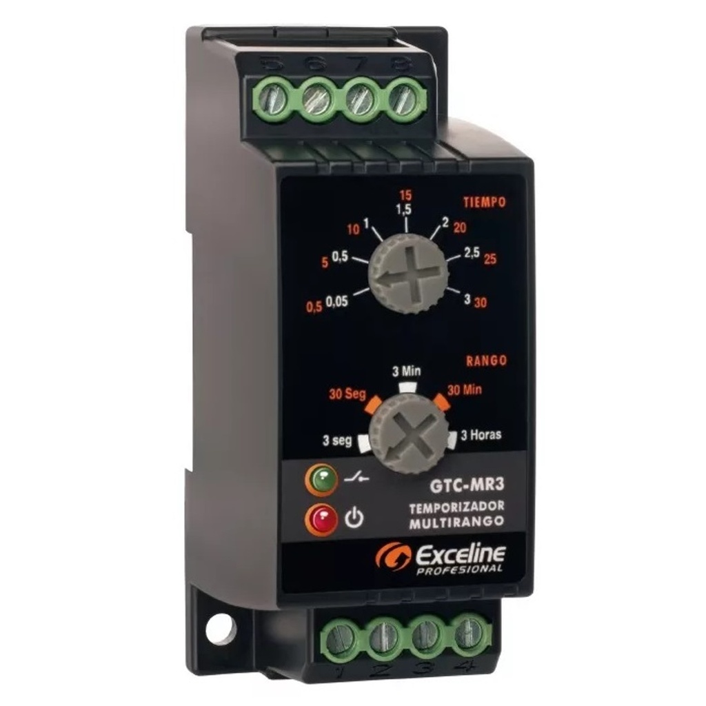 TEMPORIZADOR MULTIRANGO MULTIV. 120 - 220 VAC AJUSTABLE HASTA 3 HORAS REF.GTC-MR3 MARCA EXCELINE