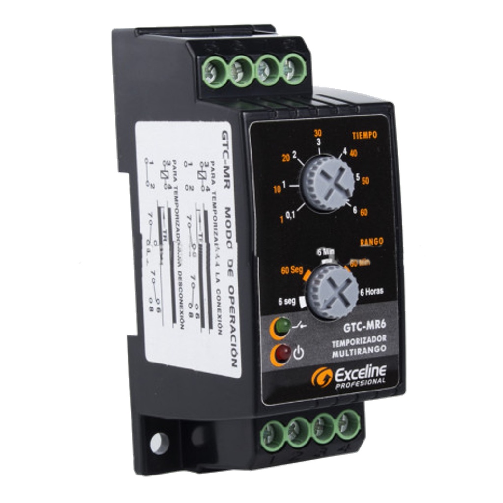 TEMPORIZADOR MULTIRANGO MULTIV. 120 - 220 VAC AJUSTABLE HASTA 6 HORAS REF. GTC-MR6 / 002191 EXCELINE