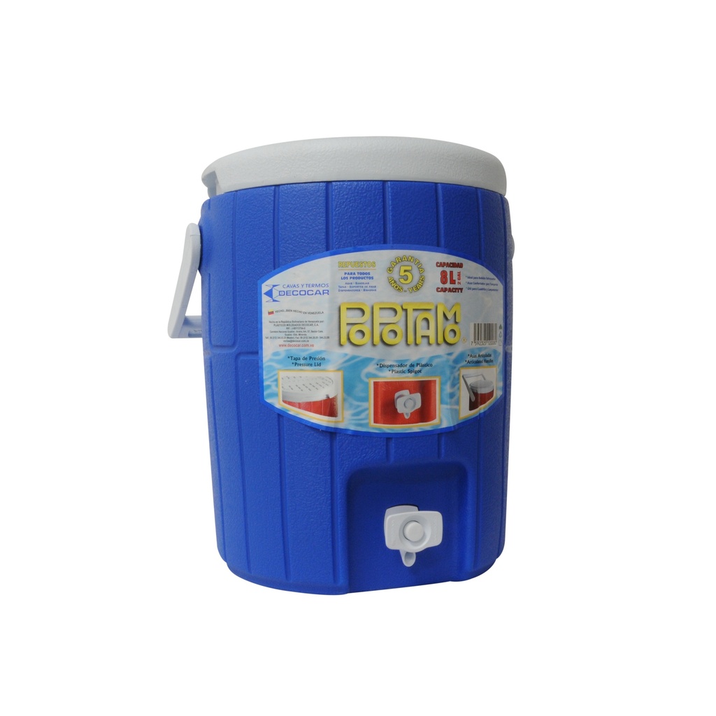 TERMO POPOTAMO PARA AGUA DE 8 LTS COLOR AZUL REF. 120080 / 06-16-005 / PTE-TE08 MARCA DECOCAR
