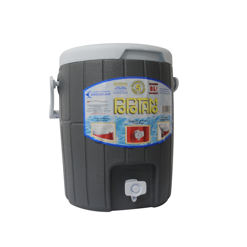 TERMO POPOTAMO PARA AGUA DE 8 LTS COLOR GRIS MARCA DECOCAR