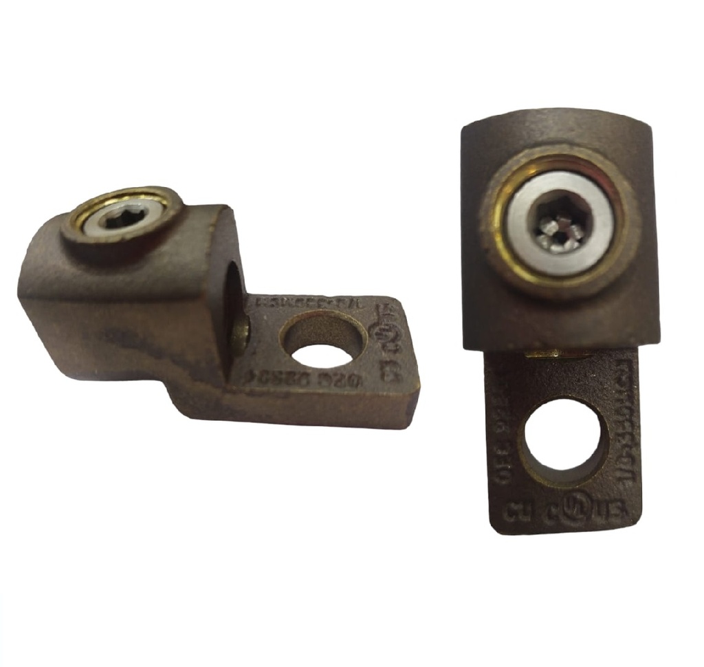 TERMINAL T. ZAPATO DE COBRE P/CABLE 250 MCM - 1/0 AWG / CONEX. 3/8" / 250 A REF. 22504 SAMG ELECTRIC