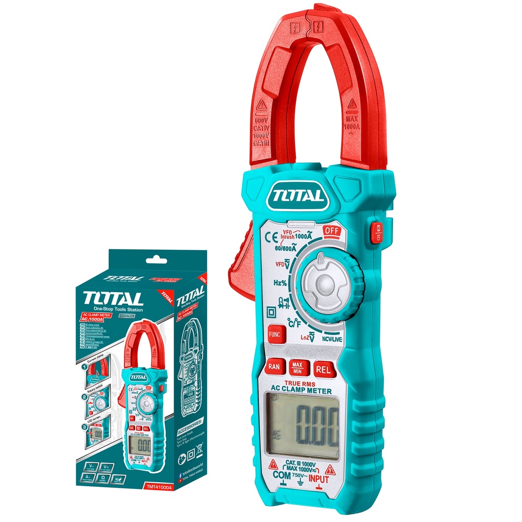 PINZA / MULTIMETRO AC DIGITAL 1000 AMP. REF. TMT410004 MARCA TOTAL TOOLS