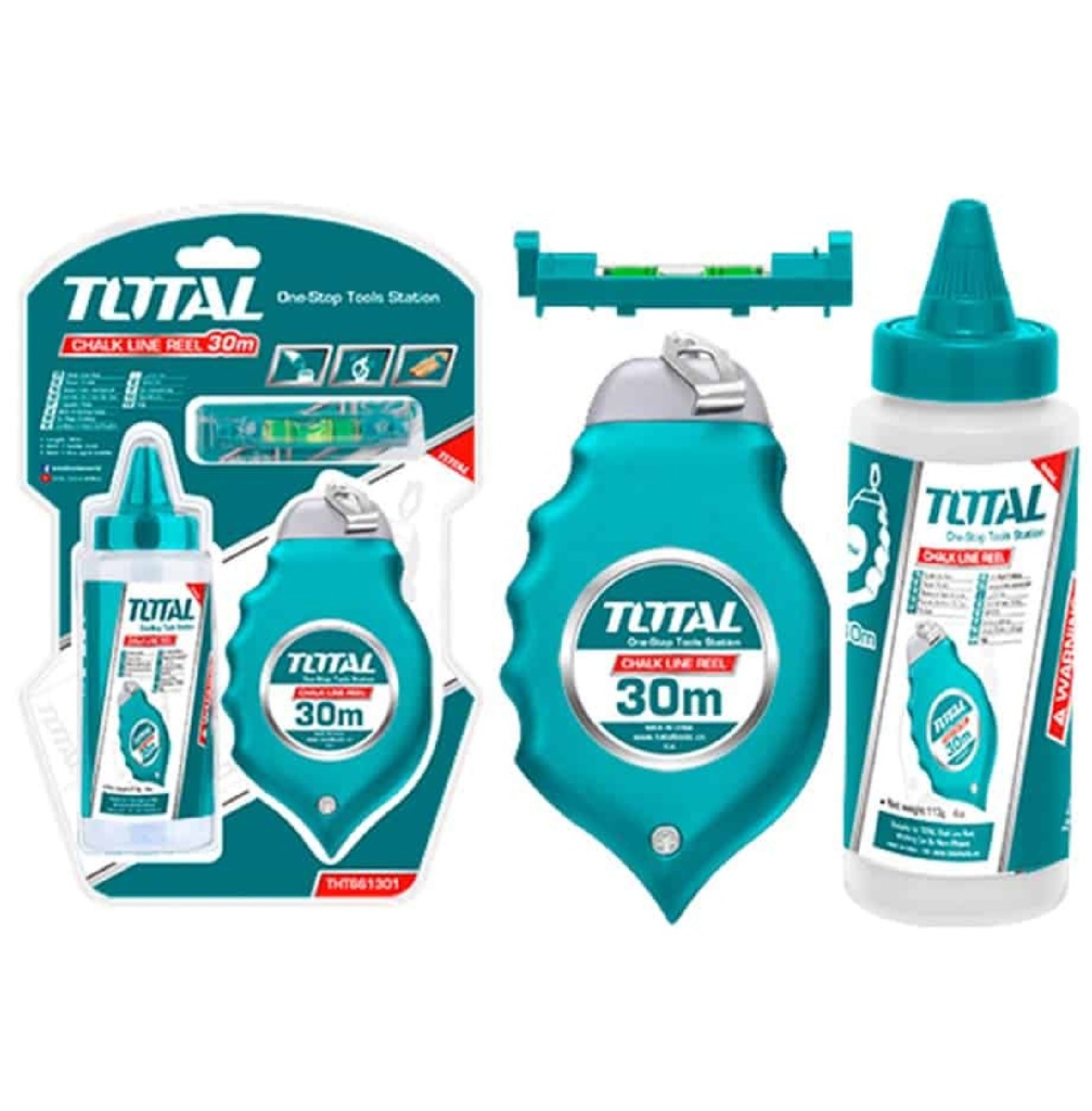 TIRA LINEAS 30 MTS C/ TIZA Y NIVEL REF. THT661301/ 160543 MARCA TOTAL TOOLS
