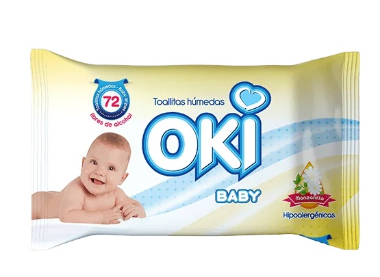 TOALLITAS HUMEDAS MANZANILLA PAQUETE DE 15 UND OKI BABY REF.19220018 COD.500892 MARCA OKI