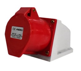 TOMA INDUSTRIAL HEMBRA 3 P + T 380 - 415 V 16A IP44 SUPERF. MOD. AM-114 REF.CON10146 MARCA ANDELI