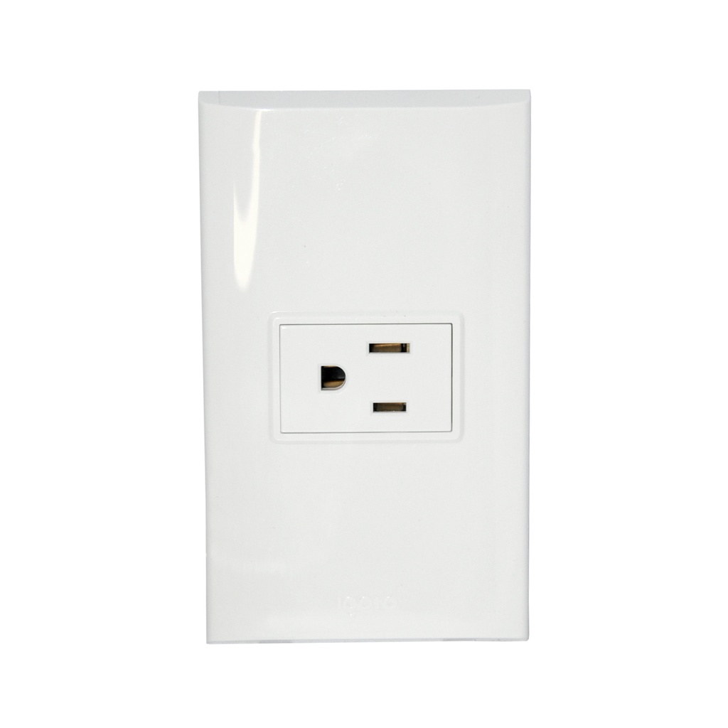 TOMACORRIENTE SENCILLO CON TIERRA REF. B105-W MARCA IGOTO