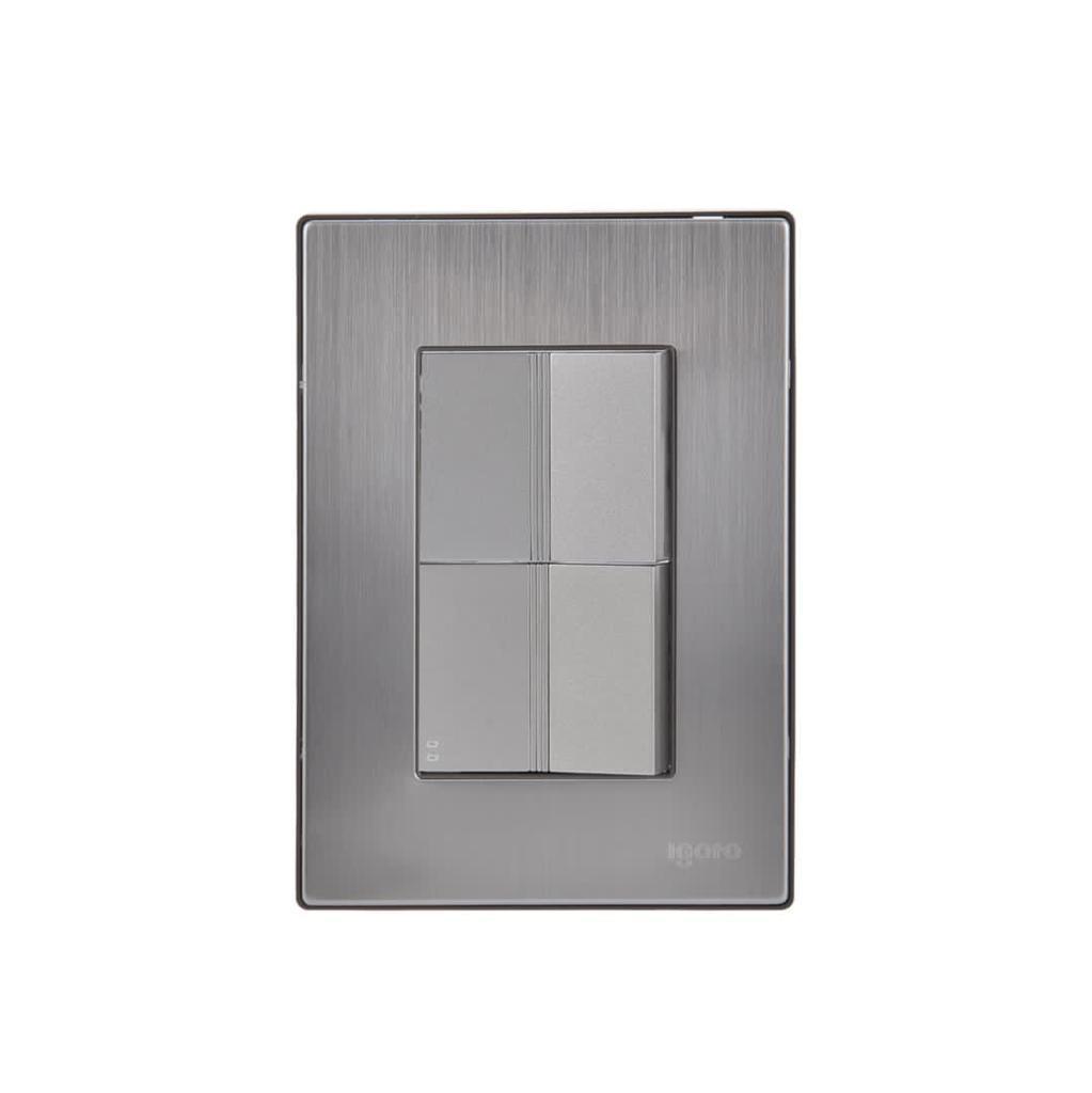 INTERRUPTOR DOBLE SERIE INOX COLOR PLATA REF. I514 MARCA IGOTO