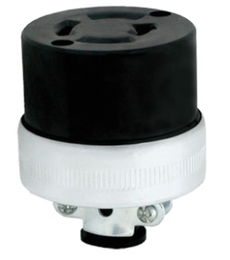 TOMA INDUSTRIAL AEREO MEDIA VUELTA 4 POLOS 20 AMP 125 - 250 V BAKELITA NEGRO REF. KOB-100 MARCA KOBY