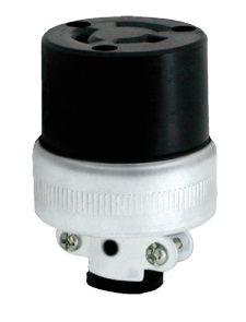 TOMA INDUSTRIAL AEREA MEDIA VUELTA 3 POLOS 20 AMP 125 - 250 V BAKELITA NEGRO REF. KOB-110 MARCA KOBY