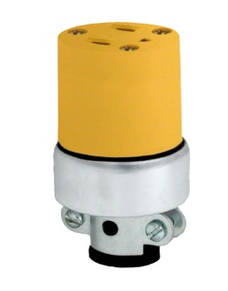TOMA BIPOLAR C/TIERRA 2 POLOS 15 AMP 125 V METAL VINIL AMARILLO REF. KOB-051 MARCA KOBY