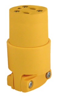 TOMA BIPOLAR C/TIERRA 2 POLOS 15 AMP 125 V VINIL AMARILLO REF. KOB-061 MARCA KOBY