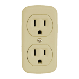 TOMA CORRIENTE 270 DOBLE 15 AMP 125 V 2 POLOS 3 HILOS SUPERFICIAL MARFIL REF. KOB-065 MARCA KOBY