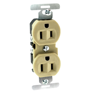 TOMA CORRIENTE 270 DOBLE 15 AMP 125 V 2 POLOS 3 HILOS S/TAPA MARFIL REF. KOB-077 / TAN-77 MARCA KOBY