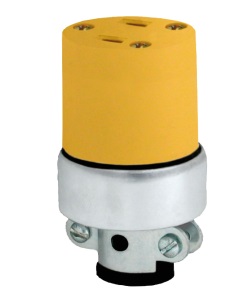 TOMA BIPOLAR S/TIERRA 2 POLOS 15 AMP 125 V VINIL AMARILLO REF. KOB-088 MARCA KOBY