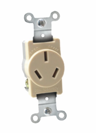 TOMA TRIPOLAR S/T 3 POLOS 20 AMP 125 V BAKELITA MARFIL REF. KOB-092 MARCA KOBY
