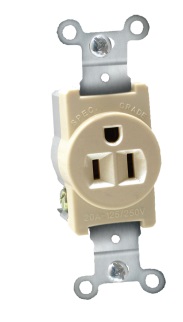 TOMA SENCILLA C/TIERRA 2 POLOS 15 AMP 125 V BAKELITA MARFIL SIN TAPA REF. KOB-094 MARCA KOBY