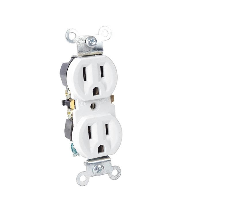 TOMA CORRIENTE 270 DOBLE 15 AMP 125 V 2 POLOS 3 HILOS SIN TAPA MARFIL REF. TM270 MARCA LUMISTAR