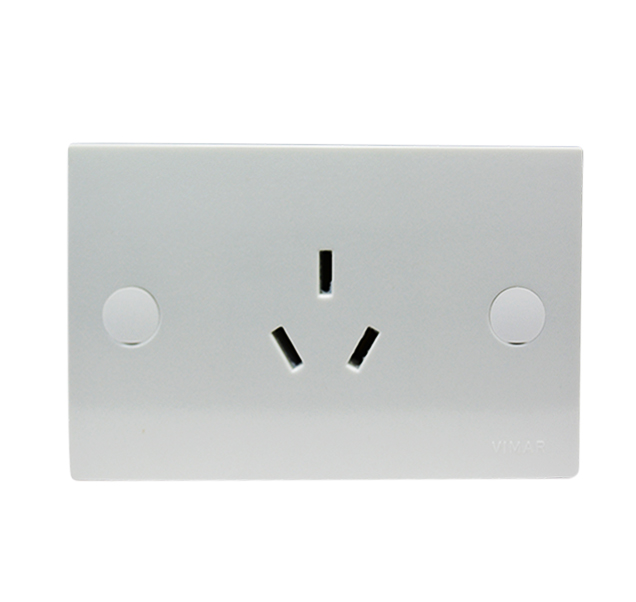 TOMA CORRIENTE 2P + T 20A 120 - 250V (220V) ( PATA GALLINA ) REF. 06022 SERIE BLOCK MARCA VIMAR