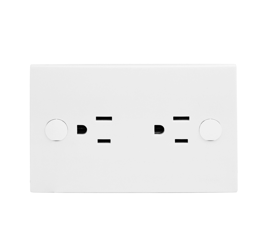 TOMA CORRIENTE DOBLE 2P + TIERRA 15 A 127 V ESTANDAR USA REF. 06064 SERIE BLOCK MARCA VIMAR