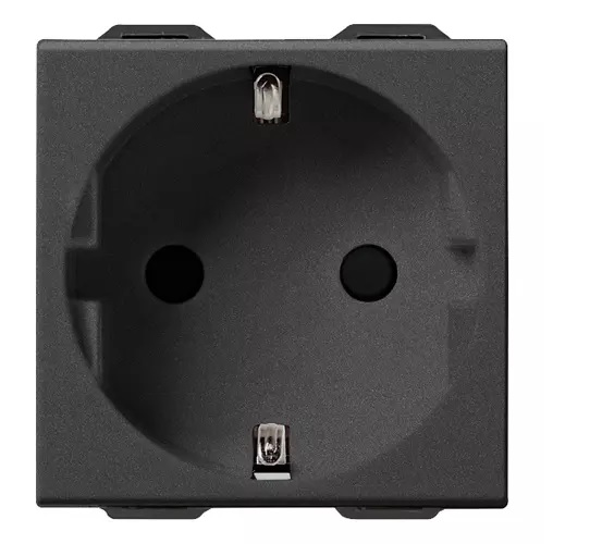 TOMACORRIENTE SENCILLO 2P+T 16 A 250V ESTANDAR ALEMAN NEVE UP CARBON MATT REF.09208.CM MARCA VIMAR