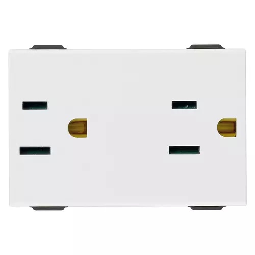TOMA CORRIENTE DOBLE ( TACO ) 2 POLOS + TIERRA 15 A 120V SERIE NEVE REF. 09243 MARCA VIMAR