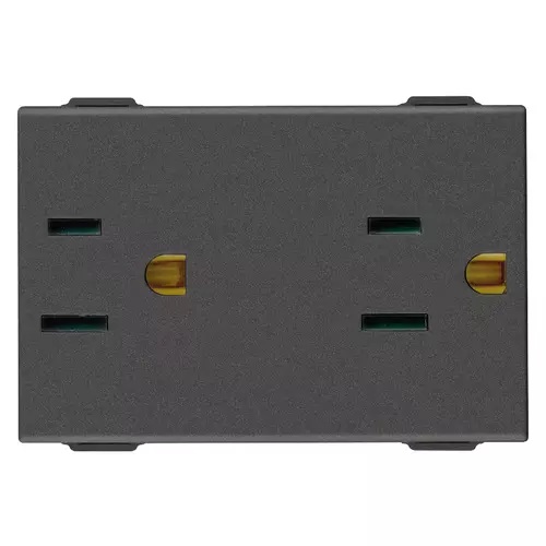 TOMA CORRIENTE DOBLE ( TACO ) 2P + TIERRA USA 15A 127V CARBON MATT NEVE UP REF.09246.CM MARCA VIMAR