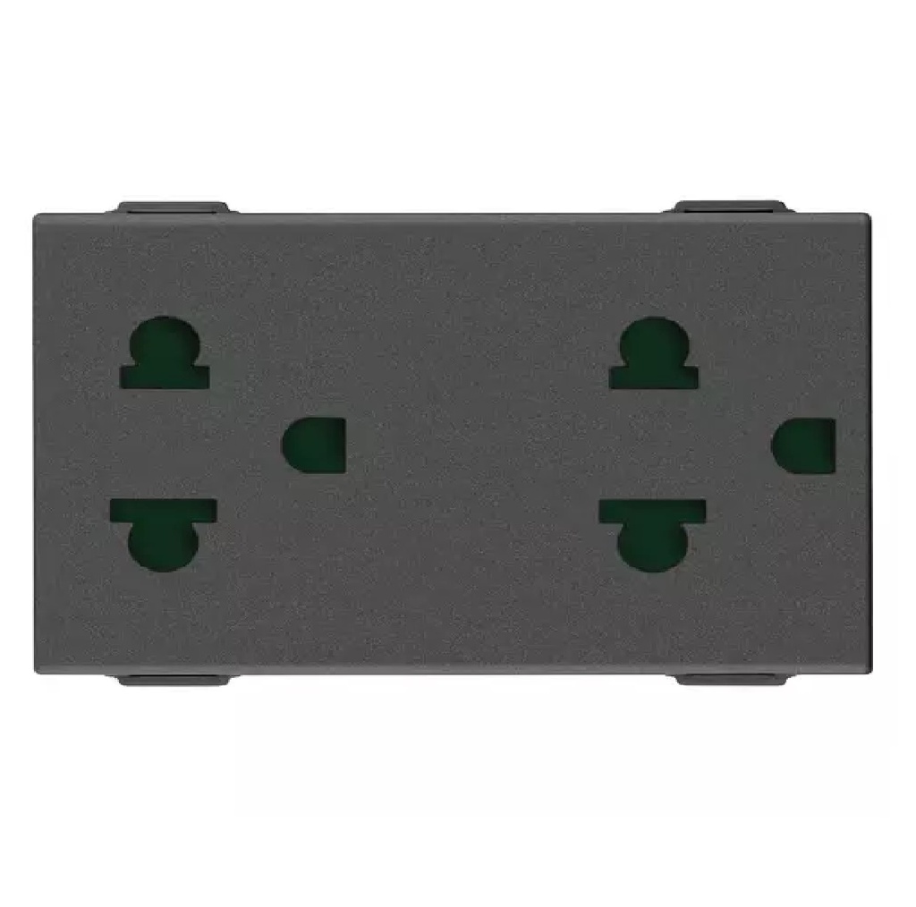 TOMA CORRIENTE DOBLE SICURY (TACO) 2P + E 16 A 250V SERIE NEVE UP COLOR CARBON MATT REF. 09249 VIMAR