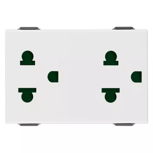 TOMA CORRIENTE DOBLE SICURY ( TACO ) 2P + E 16 A 250V SERIE NEVE UP COLOR BLANCO REF. 09249 VIMAR