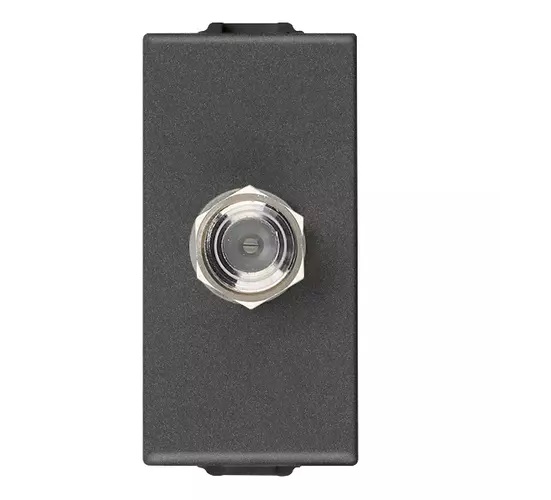 TOMA COAXIAL "T.V" C/ CONECTOR HEMBRA TIPO F CARBON MATT SERIE NEVE UP REF. 09318.CM MARCA VIMAR
