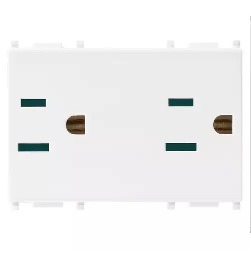 TOMA CORRIENTE DOBLE SICURY ( TACO ) 2P + T 15 A 120V SERIE PLANA COLOR BLANCO REF. 14243 VIMAR