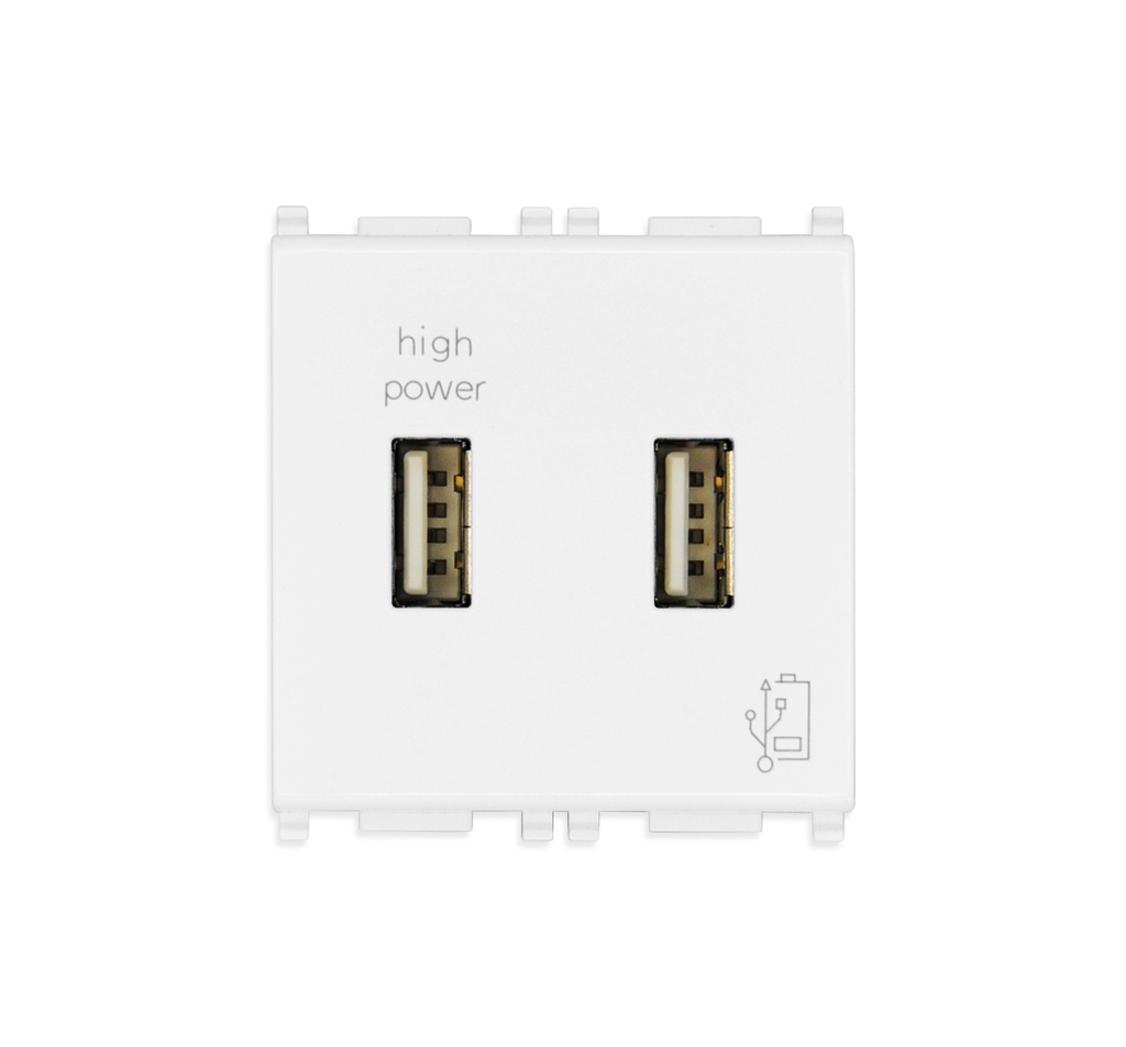 TOMA USB DOBLE ( TACO ) DE ALIMENTACION 5V 1.5 A 2 MOD SERIE PLANA COLOR BLANCO REF-14295 VIMAR
