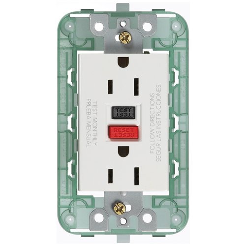 TOMA CORRIENTE 2P + T CON PROTECCION A TIERRA GFCI REF. 14296 PLANA BLANCO MARCA VIMAR