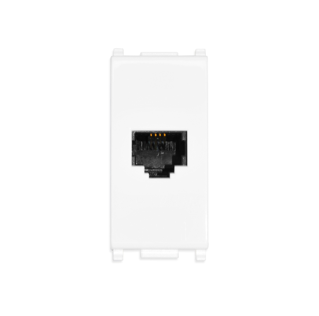 TOMA DE CONECTOR RJ11 ( TACO ) / 6 POSICIONES 4 CONTACTO BLANCO SERIE PLANA REF. 14320 MARCA VIMAR