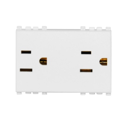 TOMA CORRIENTE DOBLE ( TACO ) 2P + T 15 A 120V USA SERIE IDEA REF. 18246 MARCA VIMAR
