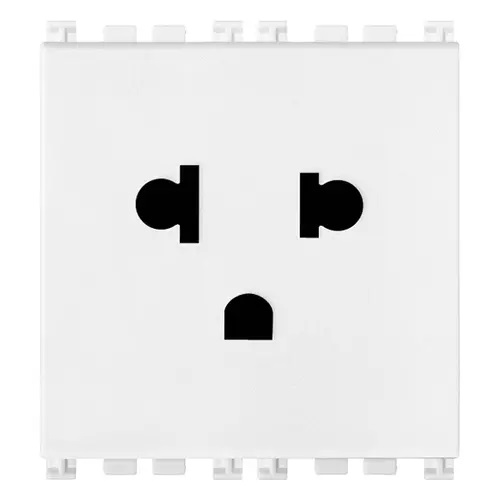 TOMA CORRIENTE SENCILLO ( TACO ) 2P+TIERRA USA+EU 16A 250V BLANCO SERIE ARKE REF.19248.B MARCA VIMAR