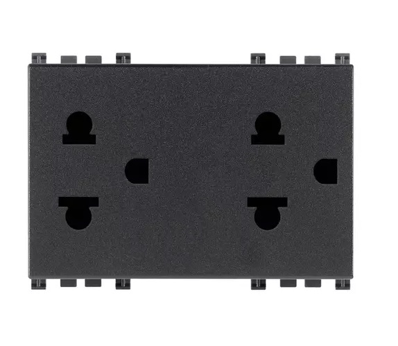 TOMA CORRIENTE DOBLE (TACO) 2P + T 15 A 120V EURO+ AMERICANO GRIS SERIE ARKE REF. 19249 MARCA VIMAR