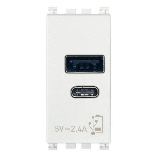 TOMA USB A+C (TACO) DE ALIMENTACION 5V 2.4 A 1 MOD SERIE ARKE COLOR BLANCO REF.19292.AC.B VIMAR