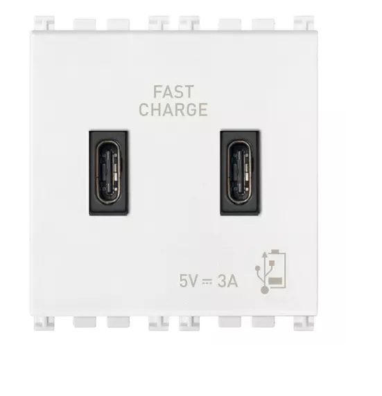 TOMA USB DOBLE ( C+C) DE ALIMENTACION 5V 3A 2 MOD SERIE ARKE COLOR BLANCO REF.19295.CC.B VIMAR
