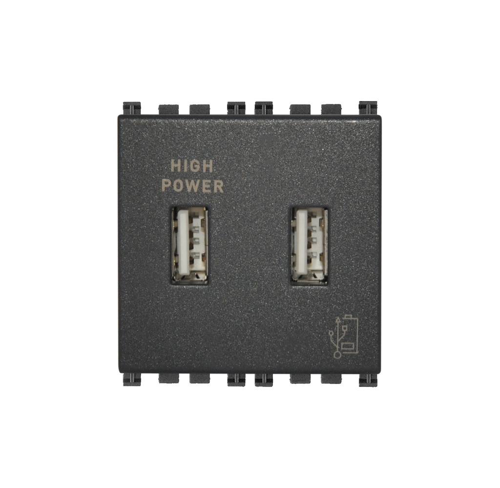 TOMA USB DOBLE ( TACO ) DE ALIMENTACION 5V 1.5 A 2 MOD SERIE ARKE COLOR GRIS REF-19295 VIMAR