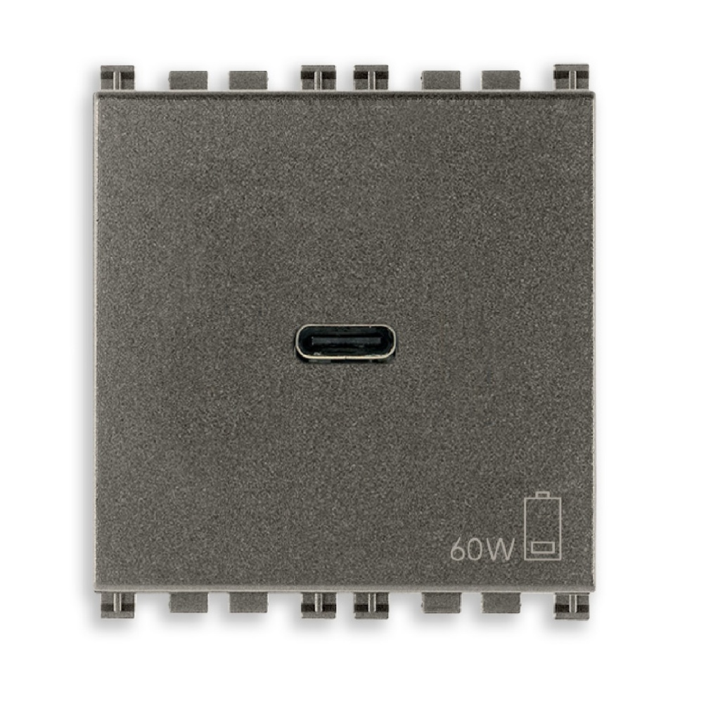 TOMA USB C SENCILLO ( TACO ) DE ALIMENTACION 60 W 2 MOD SERIE ARKE GRIS REF.19298.60 VIMAR