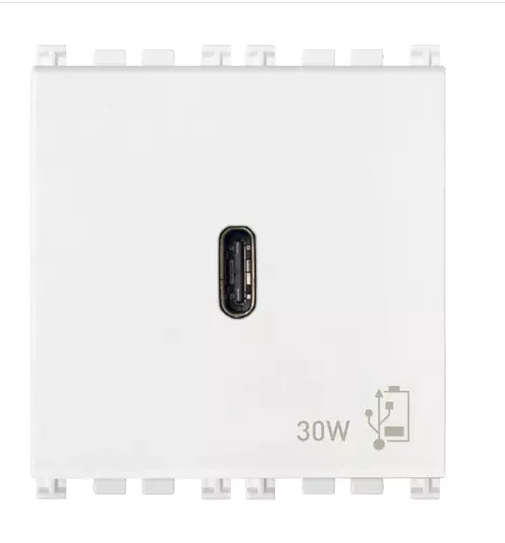 TOMA USB C SENCILLO ( TACO ) DE ALIMENTACION 30 V 2 MOD SERIE ARKE BLANCO REF.19298.B VIMAR