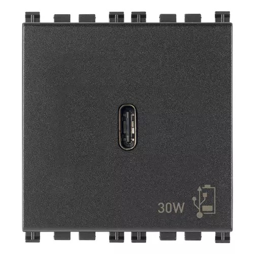 TOMA USB C SENCILLO ( TACO ) DE ALIMENTACION 30 W 2 MOD SERIE ARKE GRIS REF.19298 VIMAR
