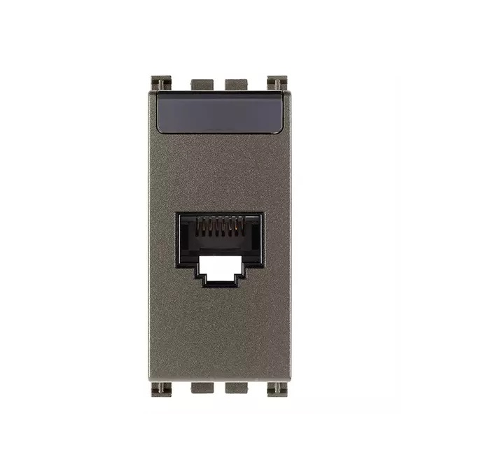 TOMA DE CONECTOR RJ45 NETSAFE 8 CONTACTO CAT6E SERIE ARKE COLOR METAL REF. 19339.13.M MARCA VIMAR