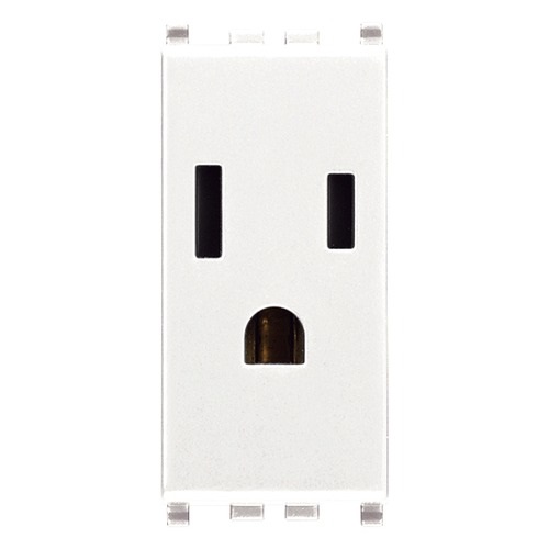 TOMACORRIENTE SENCILLO(TACO) SICURY 2P+TIERRA USA+SASO 15A 127V BLANCO EIKON REF.20242.B MARCA VIMAR