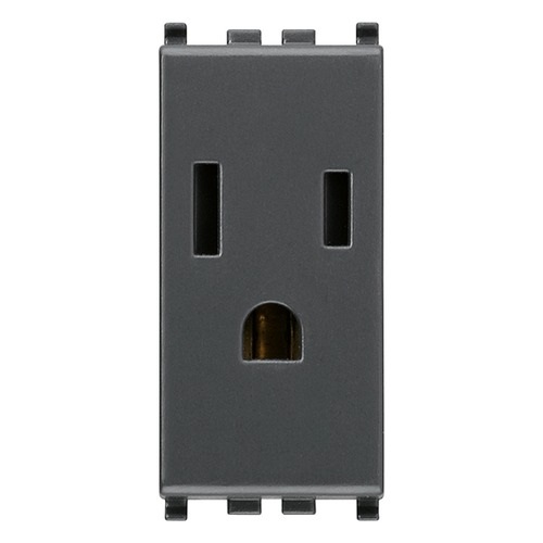 TOMACORRIENTE SENCILLO (TACO) SICURY 2P+TIERRA USA+SASO 15A 127V GRIS EIKON REF.20242 MARCA VIMAR