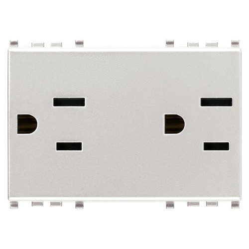 TOMACORRIENTE DOBLE (TACO) SICURY 2P+TIERRA USA+SASO 15A 127V NEXT EIKON REF.20243.N MARCA VIMAR