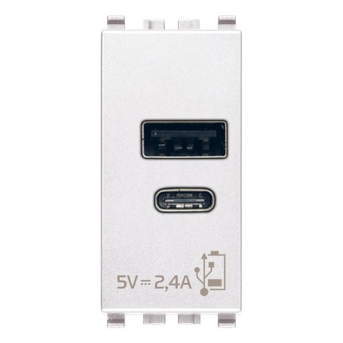 TOMA USB A+C ( TACO ) DE ALIMENTACION 5V 2.4 A 1MOD COLOR BLANCO SERIE EIKON REF.20292.AC.B VIMAR