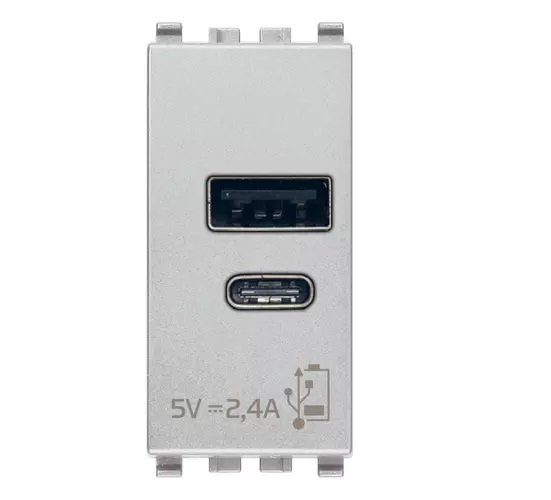 TOMA USB A+C ( TACO ) DE ALIMENTACION 5V 2.4 A 1MOD COLOR NEXT SERIE EIKON REF.20292.AC.N VIMAR